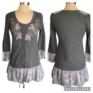 ANTHRO Lulumari Multimedia Cardigan Tunic LARGE Artsy Cottage Fall Lagenlook